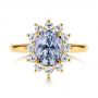 18k Yellow Gold 18k Yellow Gold Montana Sapphire And Diamond Halo Engagement Ring - Top View -  106520 - Thumbnail