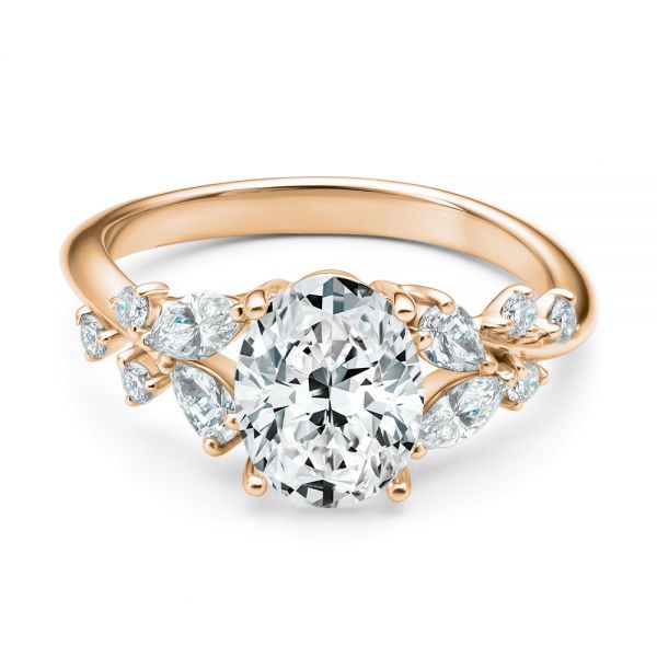 18k Rose Gold 18k Rose Gold Nature Inspired Engagement Ring - Flat View -  107721 - Thumbnail