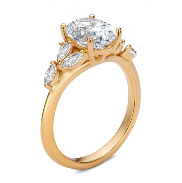 14k Rose Gold Organic Cluster Diamond Engagement Ring