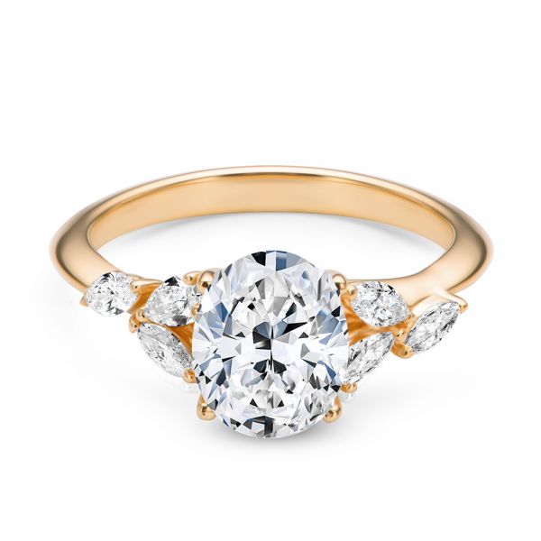 18k Rose Gold 18k Rose Gold Organic Cluster Diamond Engagement Ring - Flat View -  107726 - Thumbnail