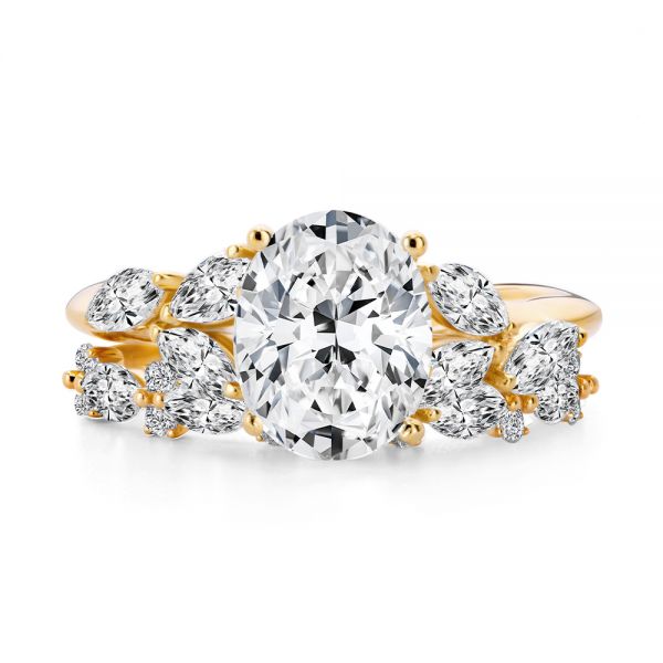 18k Rose Gold 18k Rose Gold Organic Cluster Diamond Engagement Ring - Top View -  107726 - Thumbnail