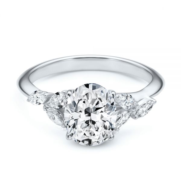  Platinum Platinum Organic Cluster Diamond Engagement Ring - Flat View -  107726 - Thumbnail