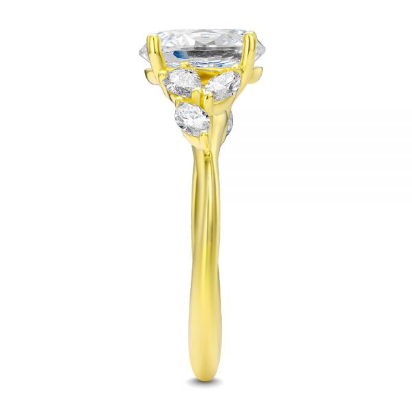 18k Yellow Gold 18k Yellow Gold Organic Cluster Diamond Engagement Ring - Side View -  107726 - Thumbnail