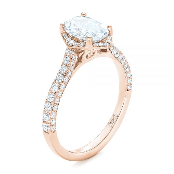 18k Rose Gold Oval Diamond Halo And Pave Engagement Ring #102556 ...