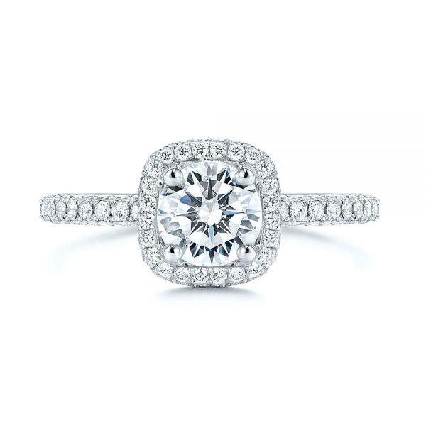  Platinum Platinum Pave Diamond Halo Engagement Ring - Top View -  106661