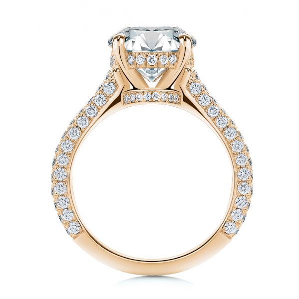 14k Rose Gold 14k Rose Gold Pave And Hidden Halo Diamond Oval Engagement Ring - Front View -  107606 - Thumbnail