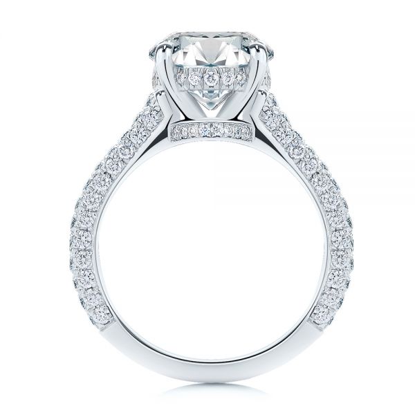  Platinum Pave And Hidden Halo Diamond Oval Engagement Ring - Front View -  107606 - Thumbnail