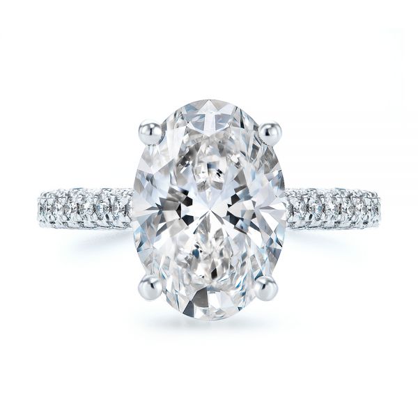 Platinum Pave And Hidden Halo Diamond Oval Engagement Ring - Top View -  107606 - Thumbnail