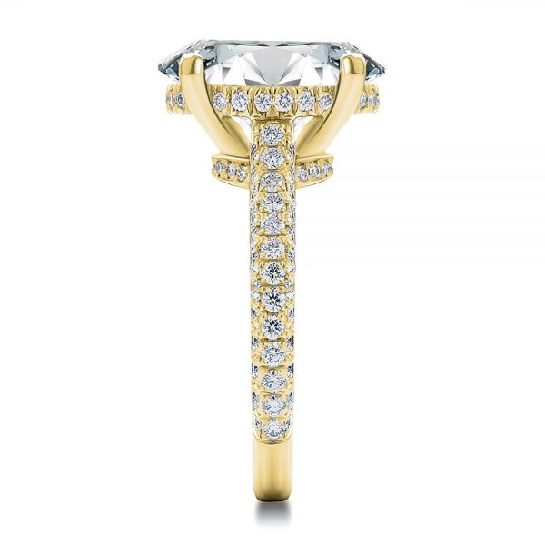 18k Yellow Gold 18k Yellow Gold Pave And Hidden Halo Diamond Oval Engagement Ring - Side View -  107606 - Thumbnail