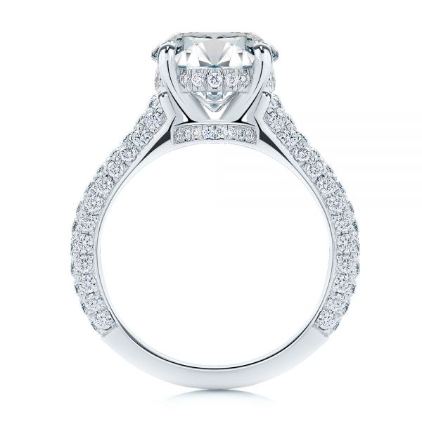 18k White Gold 18k White Gold Pave And Hidden Halo Oval Diamond Engagement Ring - Front View -  107606 - Thumbnail