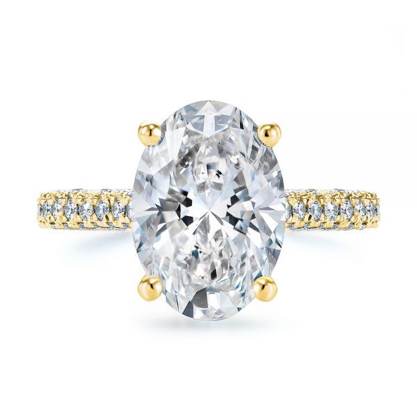 14k Yellow Gold 14k Yellow Gold Pave And Hidden Halo Oval Diamond Engagement Ring - Top View -  107606 - Thumbnail