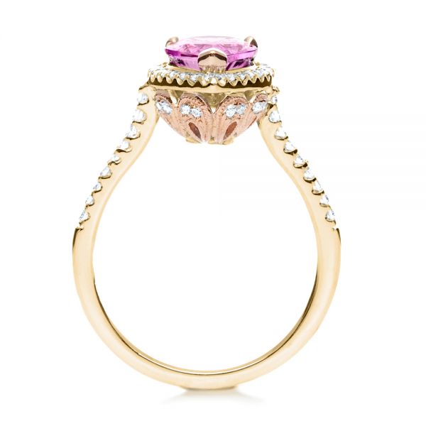 Pink Sapphire Raw Oval Cut 14k Yellow Gold Engagement Ring A292
