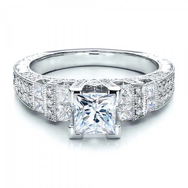 Princess Cut Side Stones Engagement Ring - Vanna K #100057 - Seattle ...