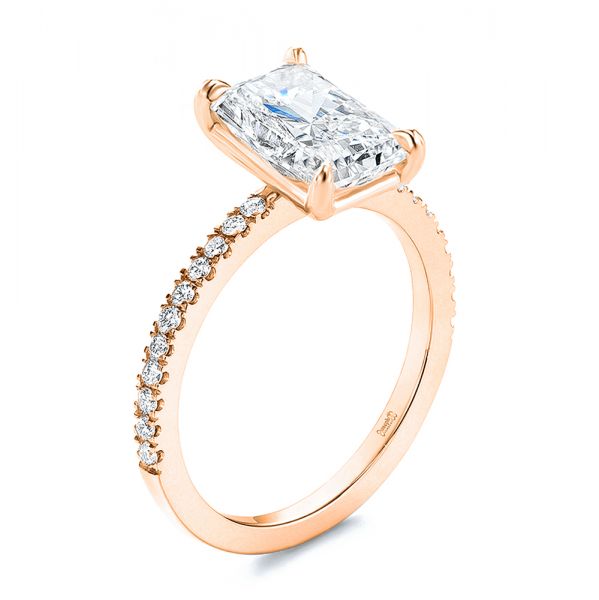 18k Rose Gold 18k Rose Gold Radiant Cut Pave Diamond Engagement Ring - Three-Quarter View -  107735 - Thumbnail