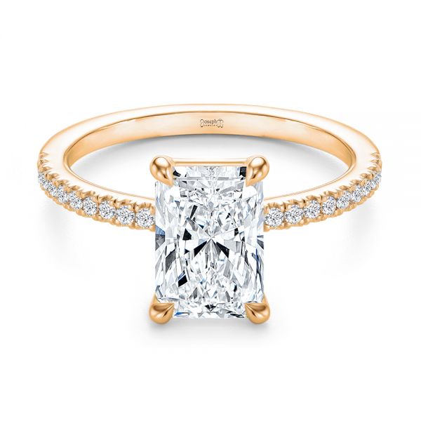 18k Rose Gold 18k Rose Gold Radiant Cut Pave Diamond Engagement Ring - Flat View -  107735 - Thumbnail