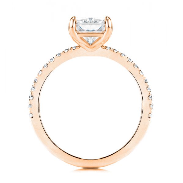 18k Rose Gold 18k Rose Gold Radiant Cut Pave Diamond Engagement Ring - Front View -  107735 - Thumbnail