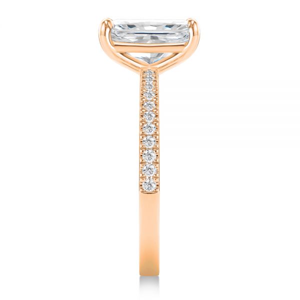 18k Rose Gold 18k Rose Gold Radiant Cut Pave Diamond Engagement Ring - Side View -  107735 - Thumbnail