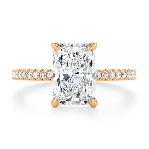 14k Rose Gold 14k Rose Gold Radiant Cut Pave Diamond Engagement Ring - Top View -  107735 - Thumbnail