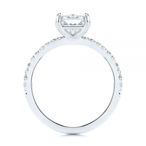 18k White Gold 18k White Gold Radiant Cut Pave Diamond Engagement Ring - Front View -  107735 - Thumbnail