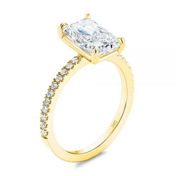 14k Yellow Gold 14k Yellow Gold Radiant Cut Pave Diamond Engagement Ring - Three-Quarter View -  107735 - Thumbnail