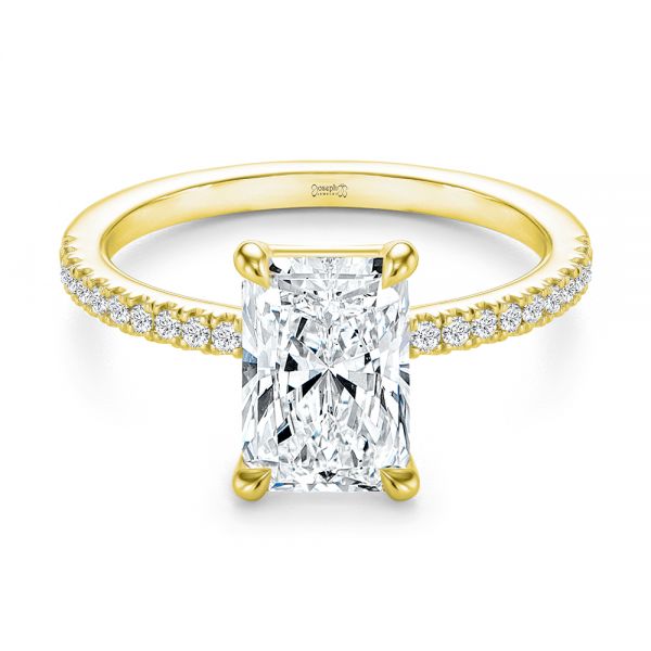 18k Yellow Gold 18k Yellow Gold Radiant Cut Pave Diamond Engagement Ring - Flat View -  107735 - Thumbnail