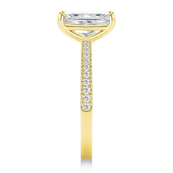 18k Yellow Gold 18k Yellow Gold Radiant Cut Pave Diamond Engagement Ring - Side View -  107735 - Thumbnail