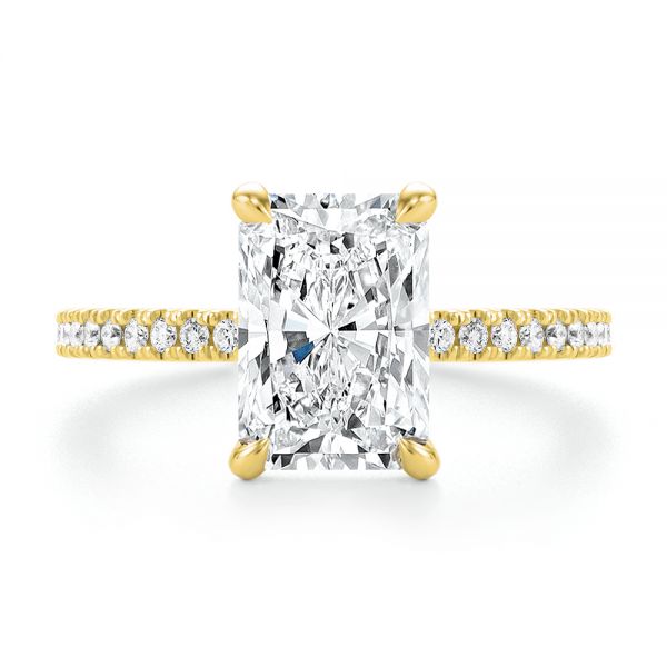 14k Yellow Gold 14k Yellow Gold Radiant Cut Pave Diamond Engagement Ring - Top View -  107735 - Thumbnail