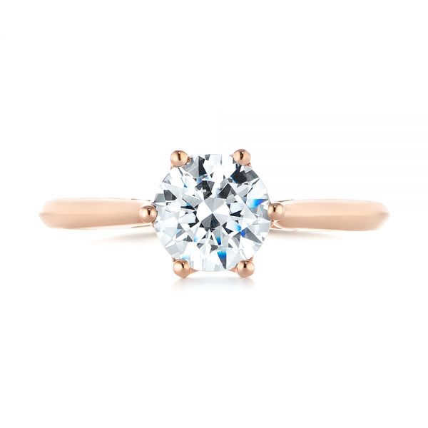 14k Rose Gold Solitaire Diamond Engagement Ring - Top View -  104173