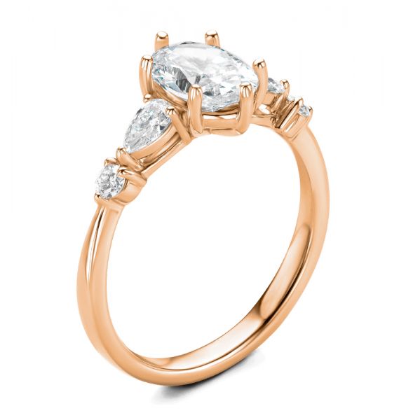 Six Prong Accents Diamond Engagement Ring - Image