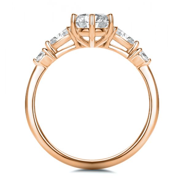 18k Rose Gold 18k Rose Gold Six Prong Accents Diamond Engagement Ring - Front View -  107724 - Thumbnail