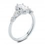 14k White Gold Six Prong Accents Diamond Engagement Ring - Three-Quarter View -  107724 - Thumbnail