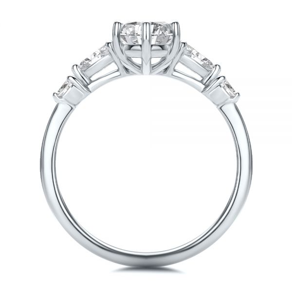 14k White Gold Six Prong Accents Diamond Engagement Ring - Front View -  107724 - Thumbnail