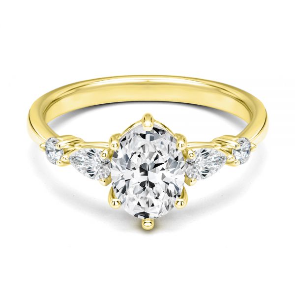 14k Yellow Gold 14k Yellow Gold Six Prong Accents Diamond Engagement Ring - Flat View -  107724 - Thumbnail