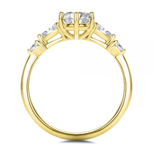 14k Yellow Gold 14k Yellow Gold Six Prong Accents Diamond Engagement Ring - Front View -  107724 - Thumbnail