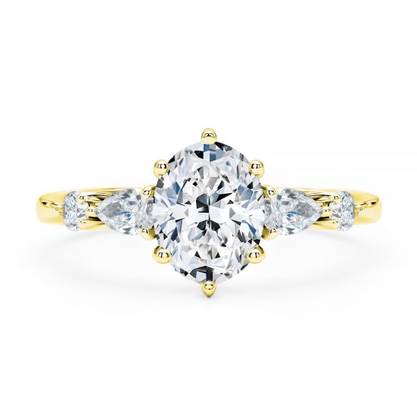 14k Yellow Gold 14k Yellow Gold Six Prong Accents Diamond Engagement Ring - Top View -  107724 - Thumbnail