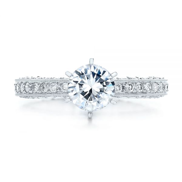 Overnight 14K White Gold Single Row Prong Engagement Ring, Komara Jewelers