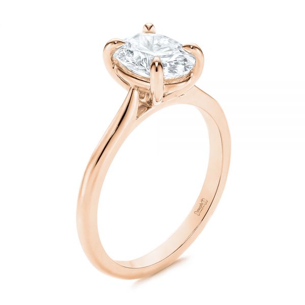 18k Rose Gold 18k Rose Gold Solitaire Diamond Engagement Ring - Three-Quarter View -  106437