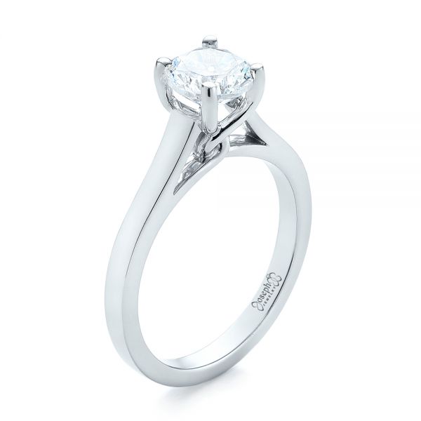 18k White Gold Solitaire Diamond Engagement Ring - Three-Quarter View -  104174