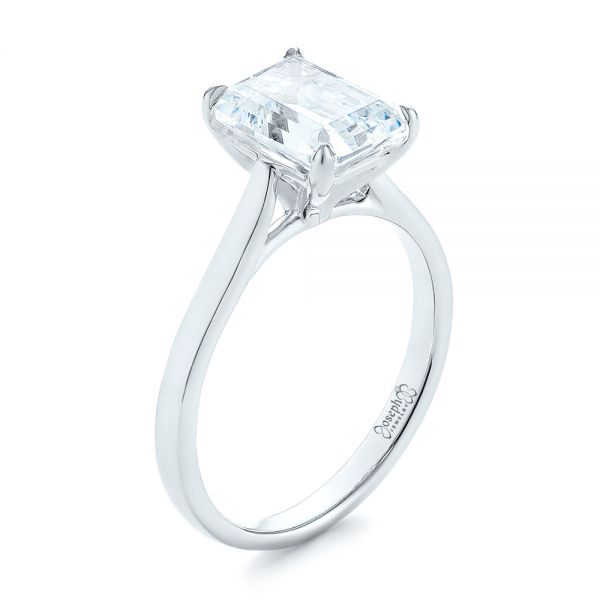 14k White Gold Solitaire Diamond Engagement Ring - Three-Quarter View -  104210