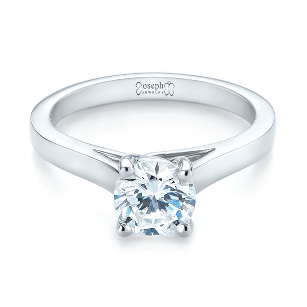 14k White Gold 14k White Gold Solitaire Diamond Engagement Ring - Flat View -  104174