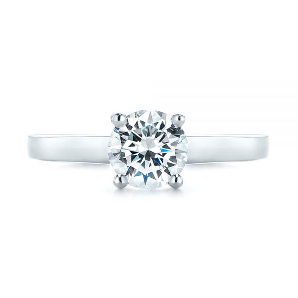 14k White Gold 14k White Gold Solitaire Diamond Engagement Ring - Top View -  104174