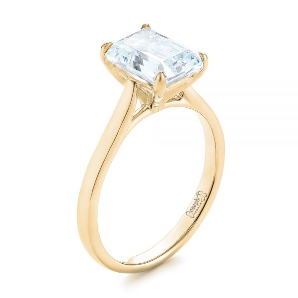 Emerald Cut Diamond Solitaire Engagement Ring 14K Yellow Gold