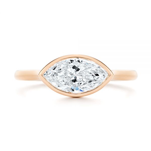 14K Rose Gold Marquise Cut East West Engagement Ring