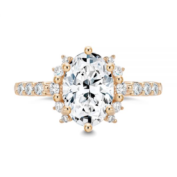 18k Rose Gold 18k Rose Gold Spaced Accents Diamond Engagement Ring - Top View -  107678