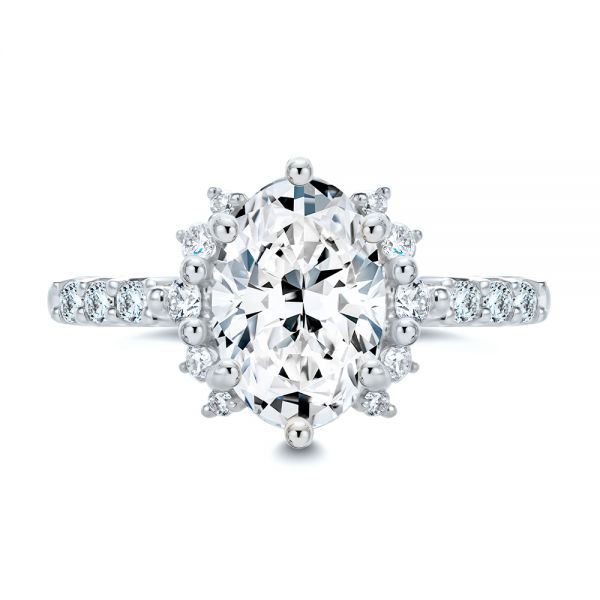 14k White Gold 14k White Gold Spaced Accents Diamond Engagement Ring - Top View -  107678