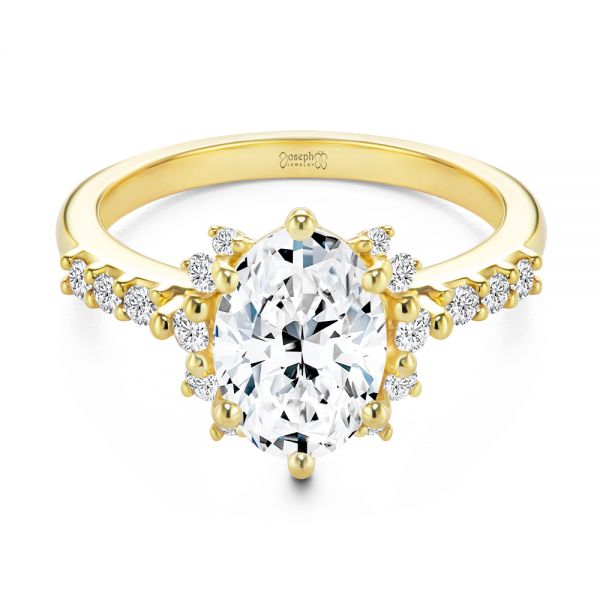 14k Yellow Gold Spaced Accents Diamond Engagement Ring - Flat View -  107678