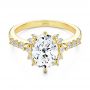 18k Yellow Gold 18k Yellow Gold Spaced Accents Diamond Engagement Ring - Flat View -  107678 - Thumbnail