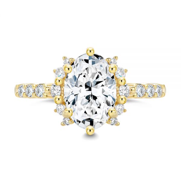 18k Yellow Gold 18k Yellow Gold Spaced Accents Diamond Engagement Ring - Top View -  107678