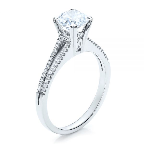 14k White Gold 14k White Gold Split Shank Engagement Ring - Vanna K - Three-Quarter View -  100090