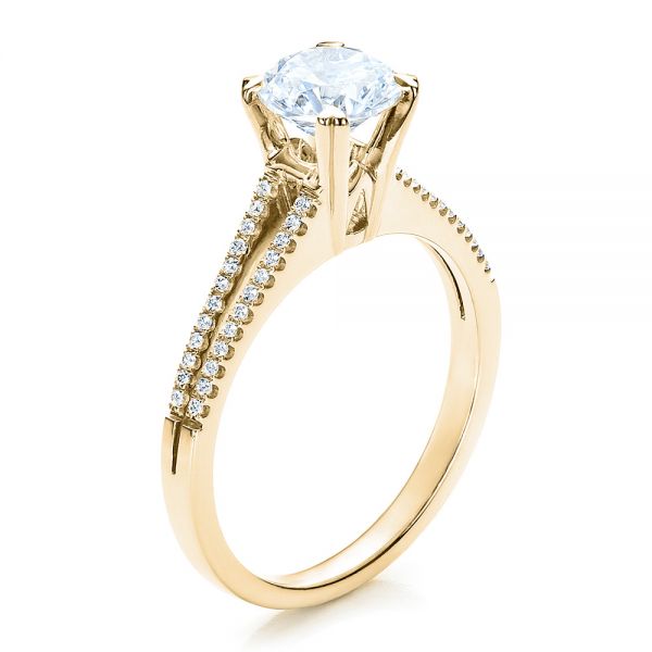 18k Yellow Gold 18k Yellow Gold Split Shank Engagement Ring - Vanna K - Three-Quarter View -  100090